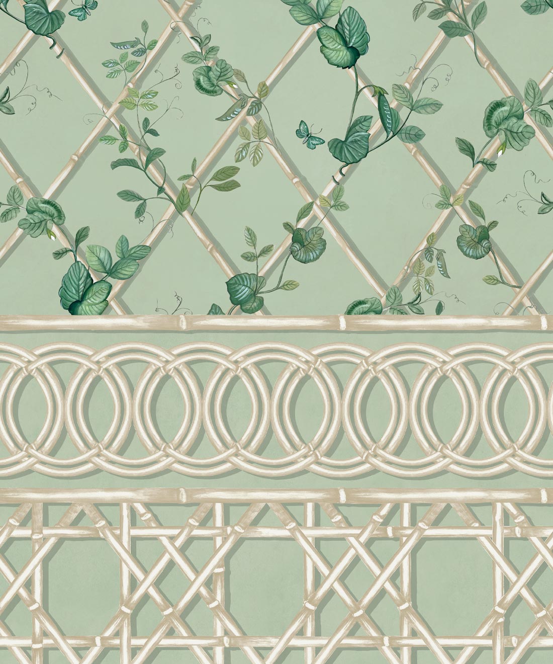 Ivy Frieze Mural, Sage & Cane