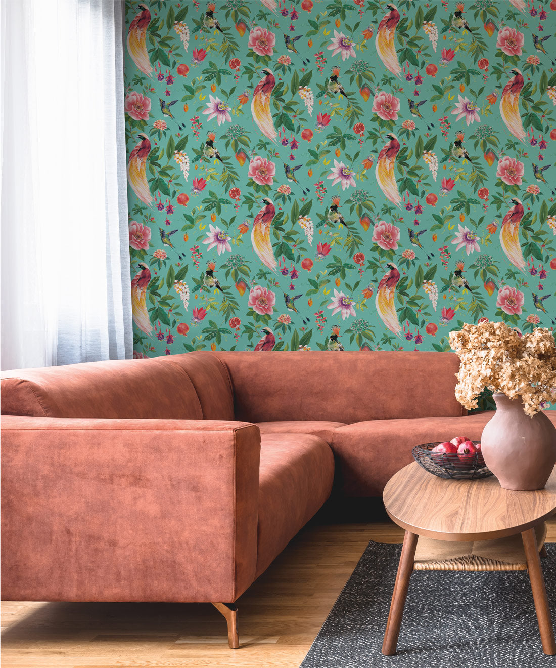 Gardenia Wallpaper, Aqua