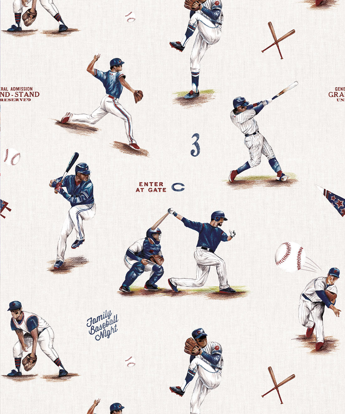 Baseball Wallpaper, Carmine