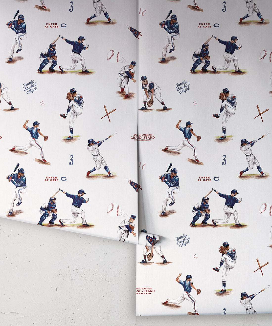 Baseball Wallpaper, Carmine