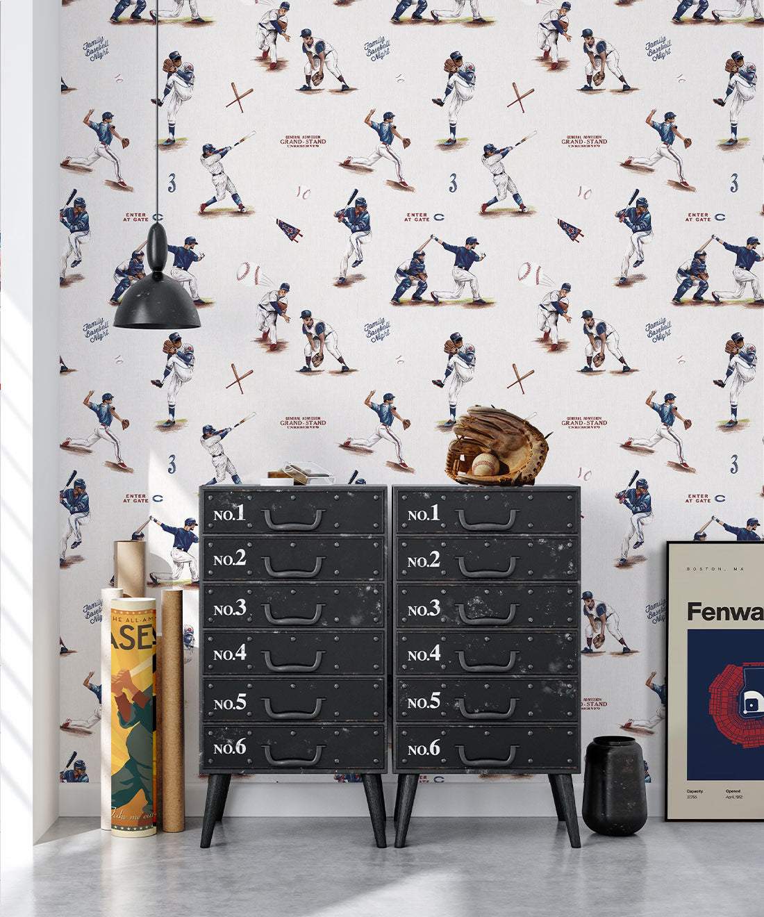 Baseball Wallpaper, Carmine