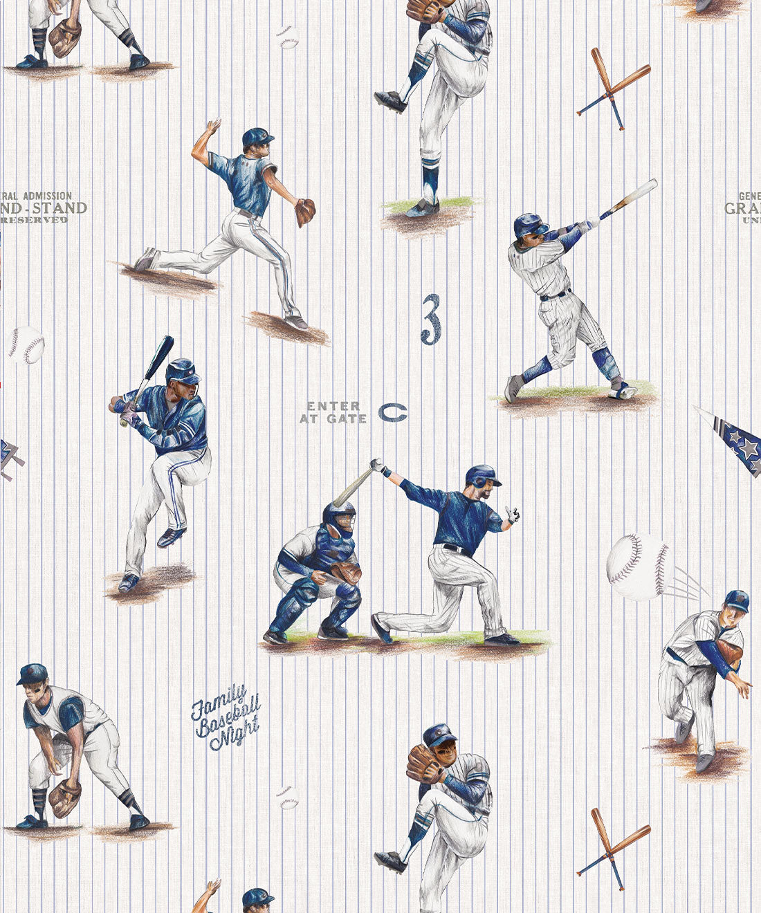 Baseball Wallpaper, Pinstripes