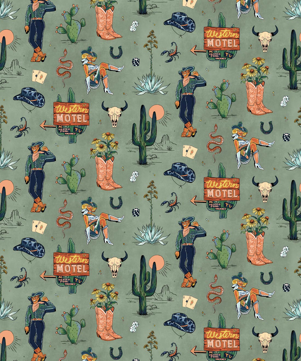 Trail Tales Wallpaper, Denim