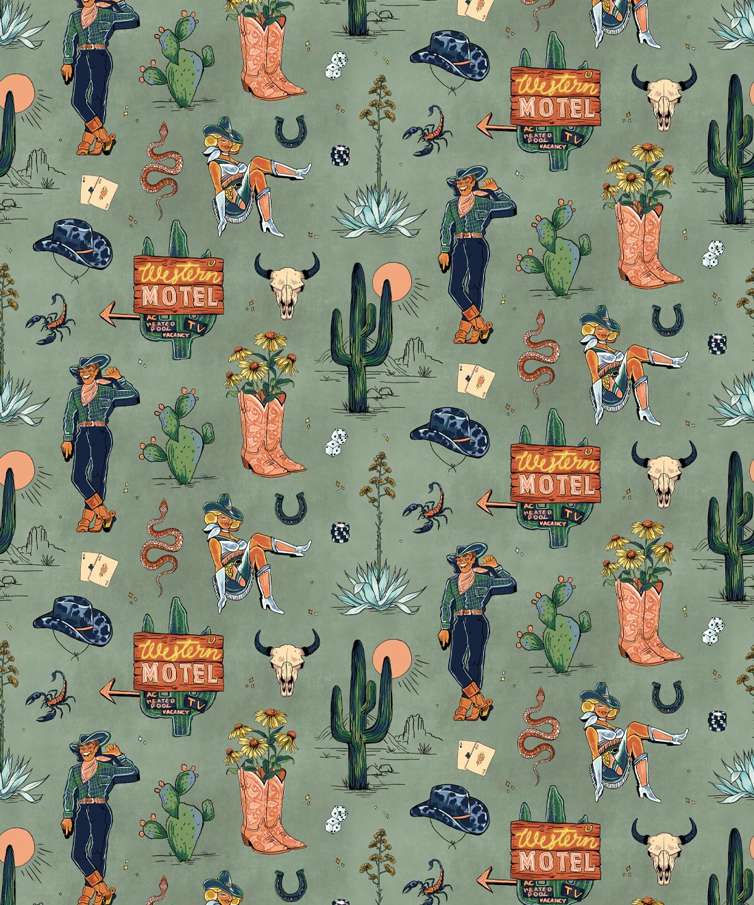 Trail Tales Wallpaper, Denim