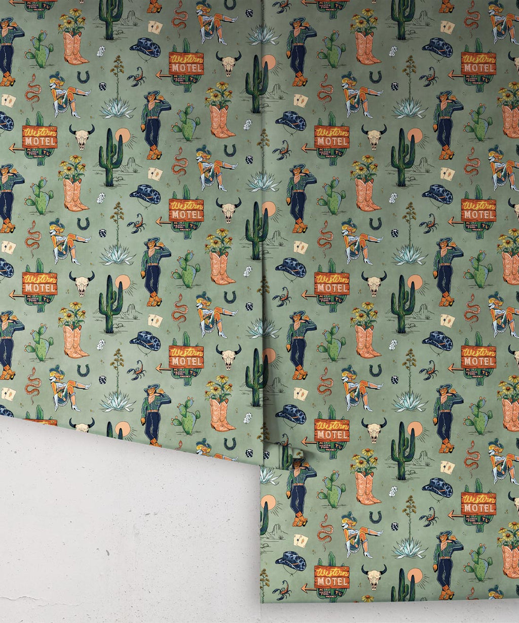 Trail Tales Wallpaper, Denim