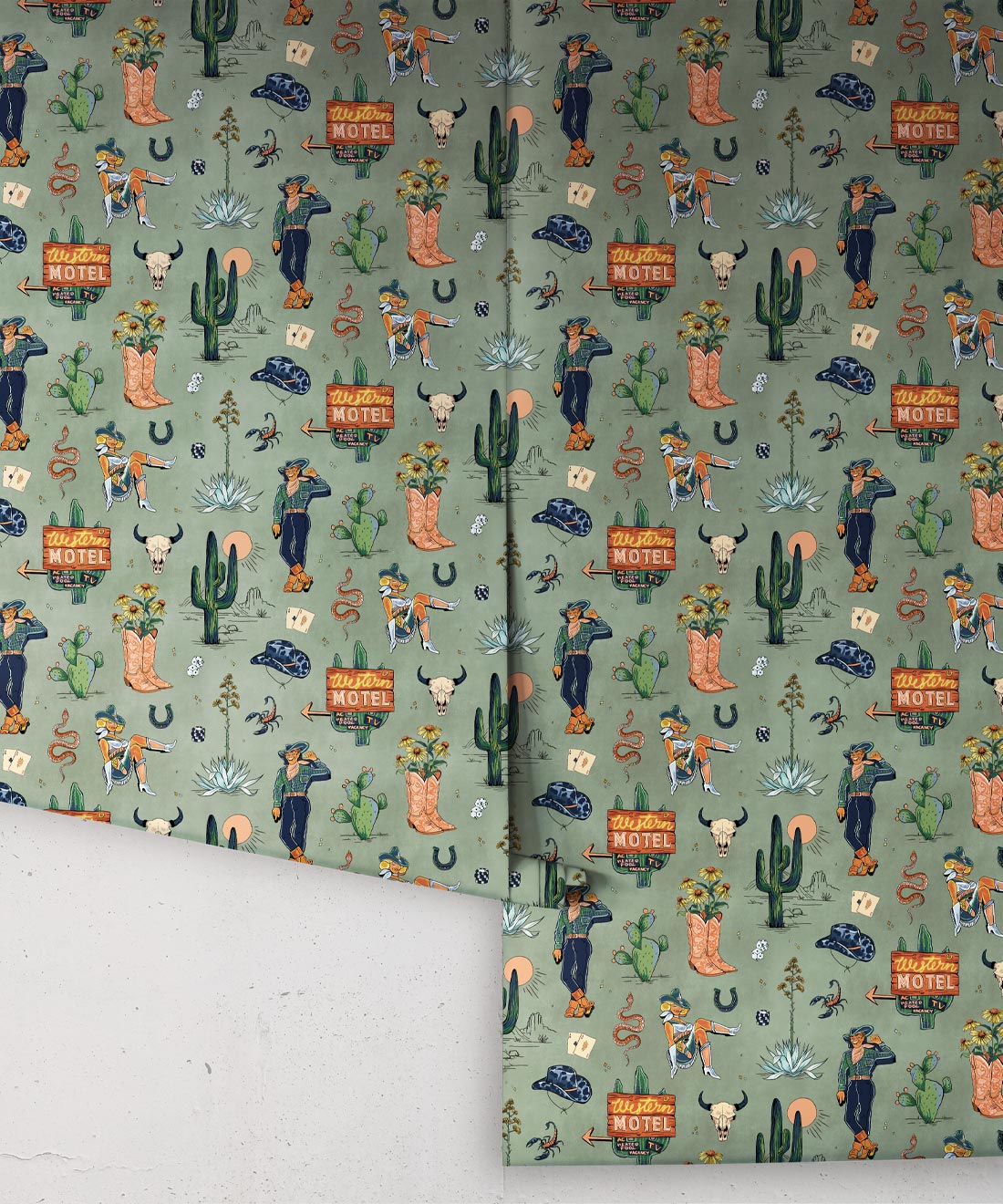 Trail Tales Wallpaper, Denim