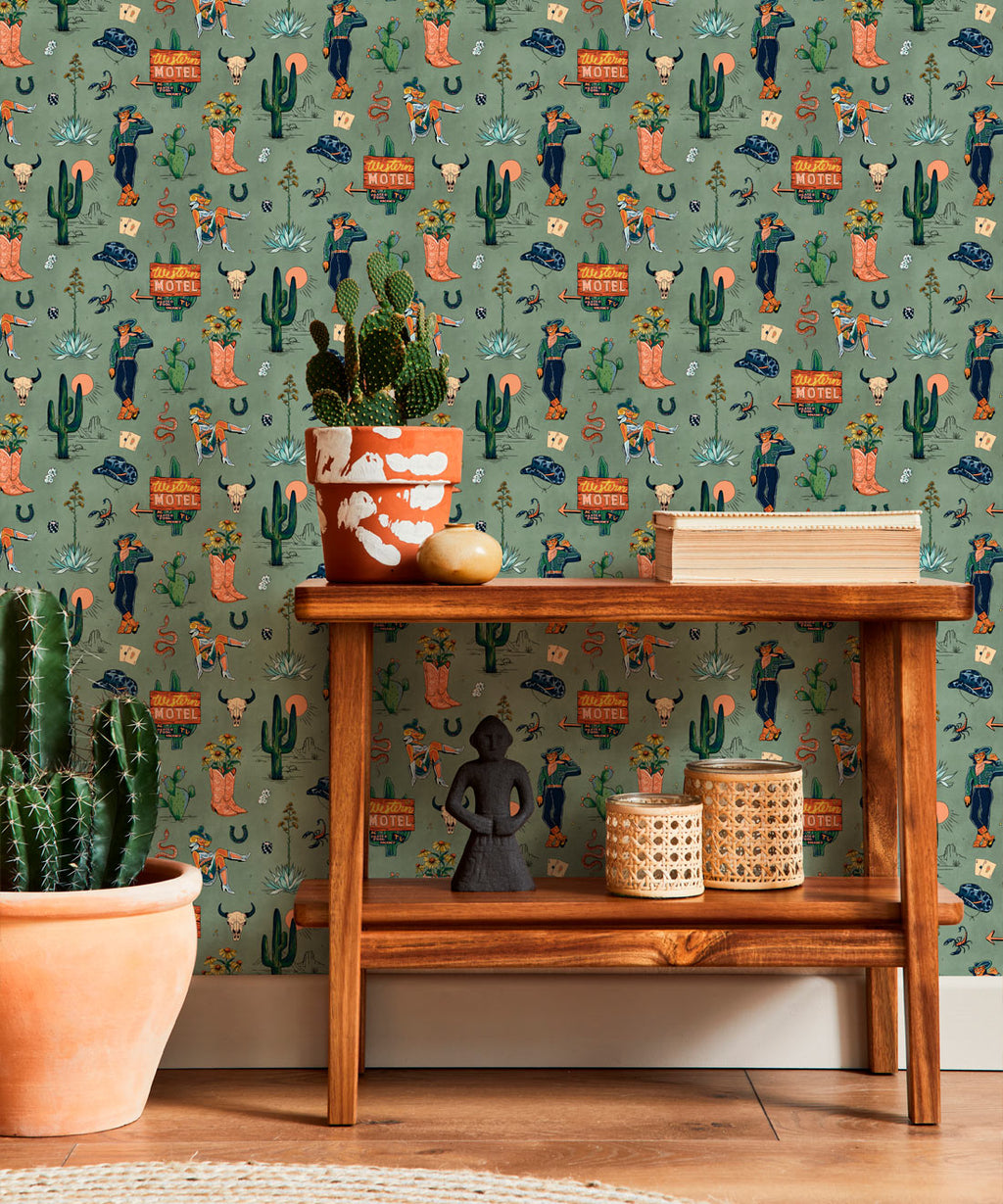 Trail Tales Wallpaper, Denim