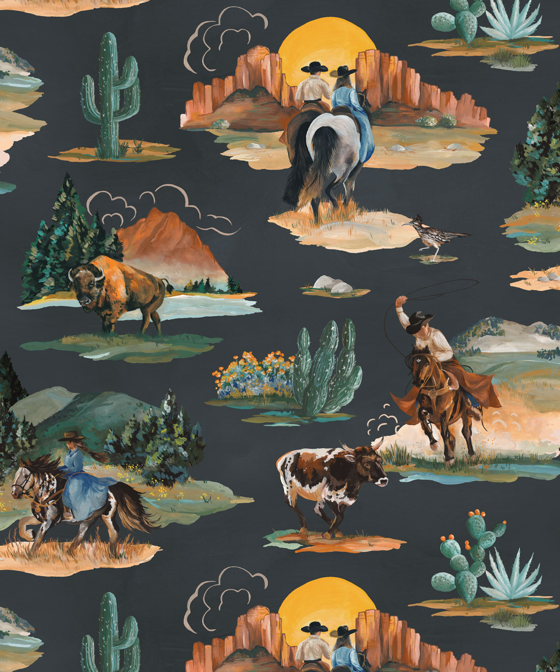 Frontier Wallpaper, Navy
