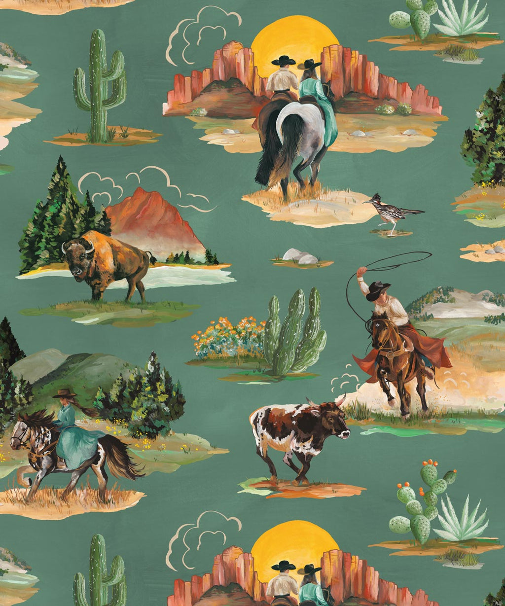 Frontier Wallpaper, Turquoise