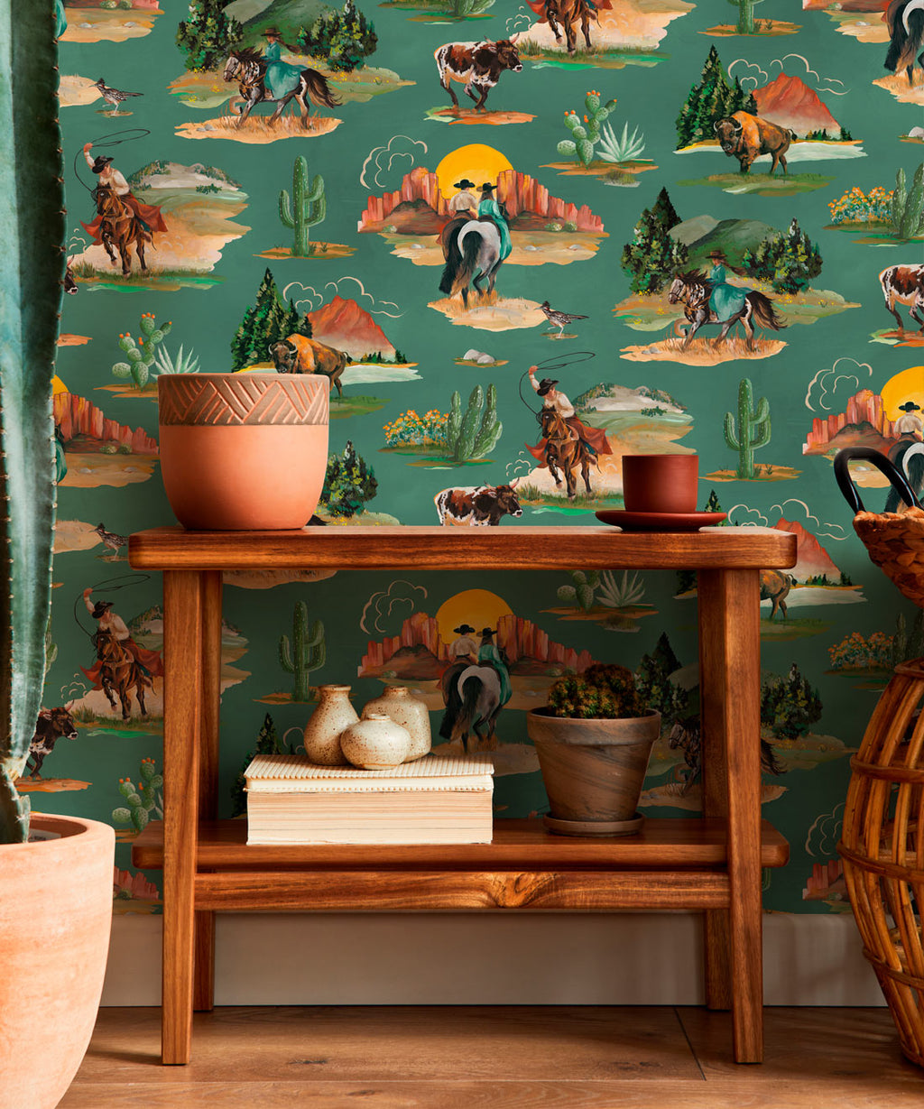 Frontier Wallpaper, Turquoise