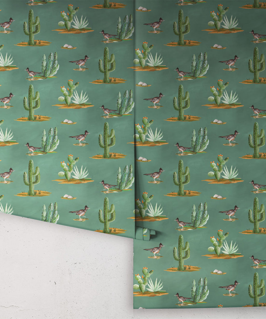 Roadrunner Wallpaper, Turquoise