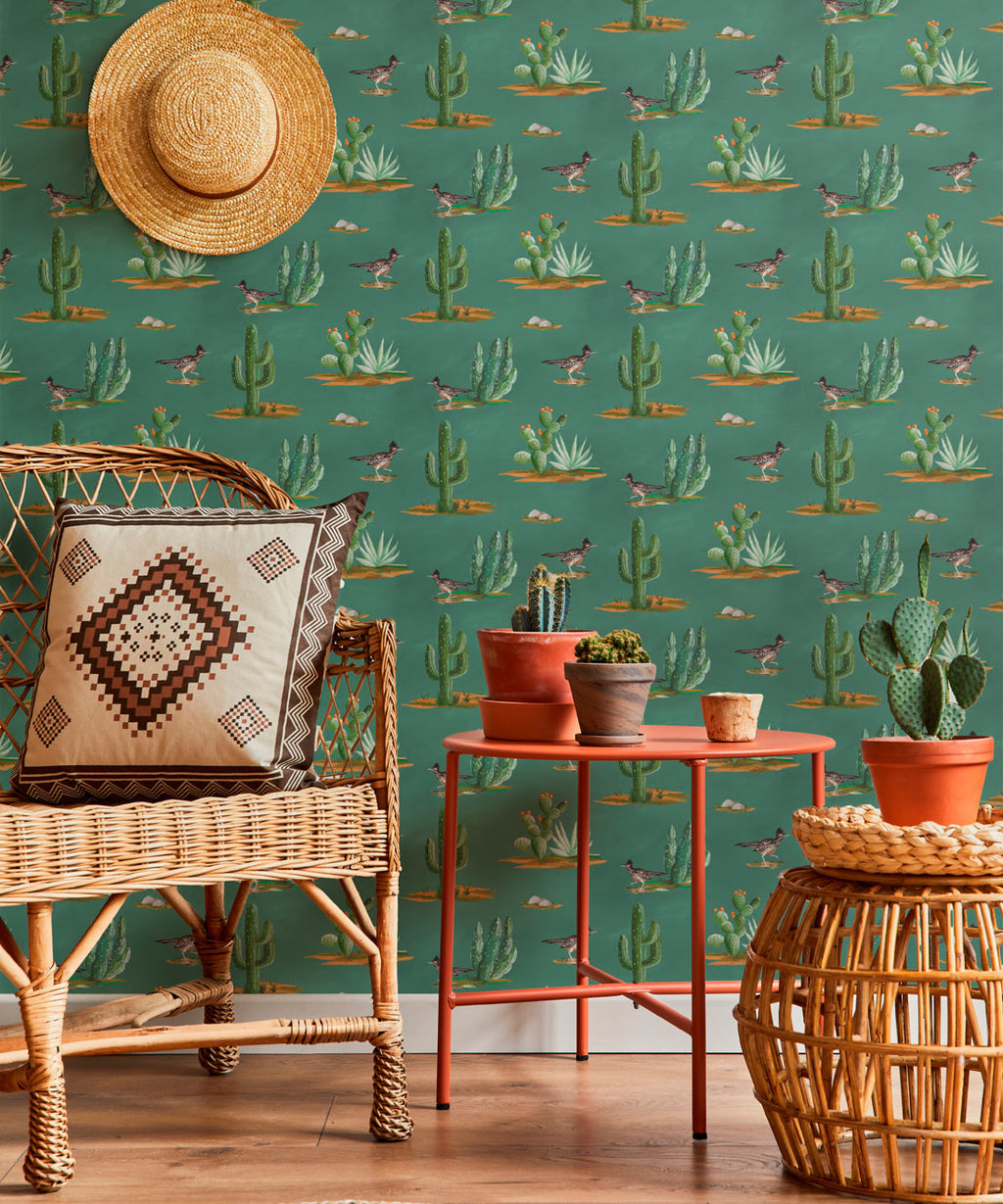 Roadrunner Wallpaper, Turquoise