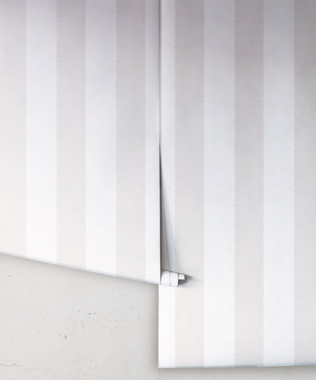 Scallop Stripe Wallpaper, Ivory