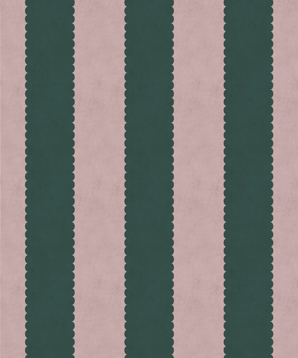 Scallop Stripe Wallpaper, Ruby