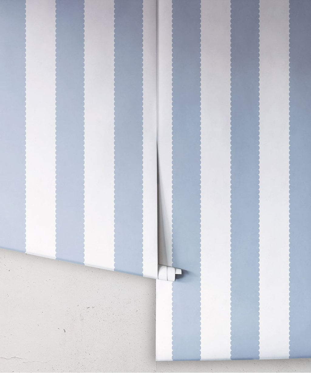 Scallop Stripe Wallpaper, Sapphire