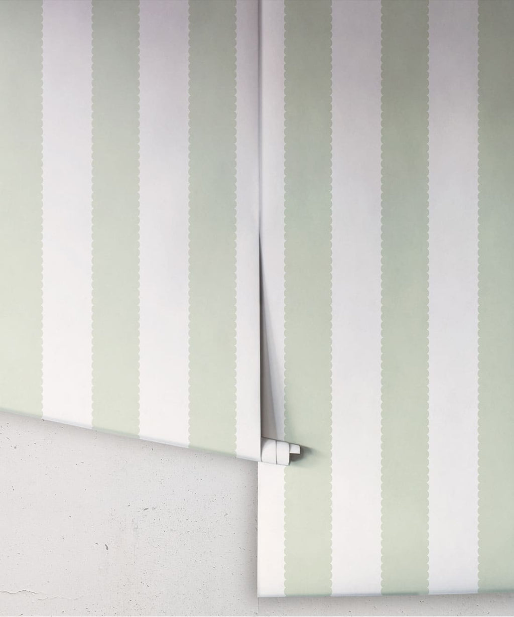 Scallop Stripe Wallpaper, Willow