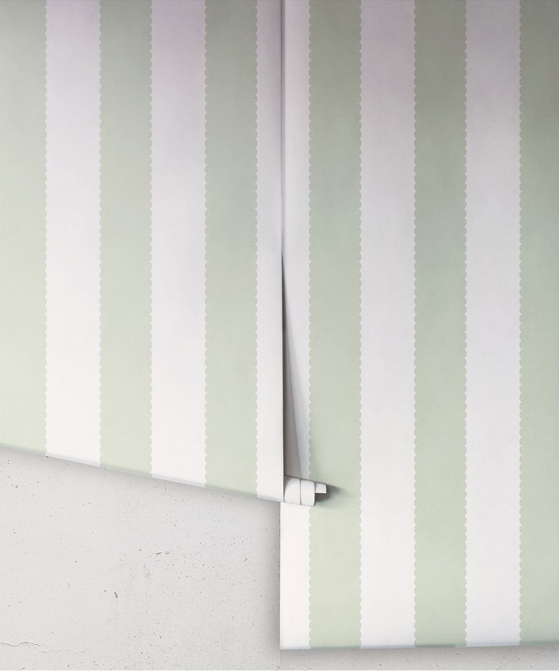 Scallop Stripe Wallpaper, Willow