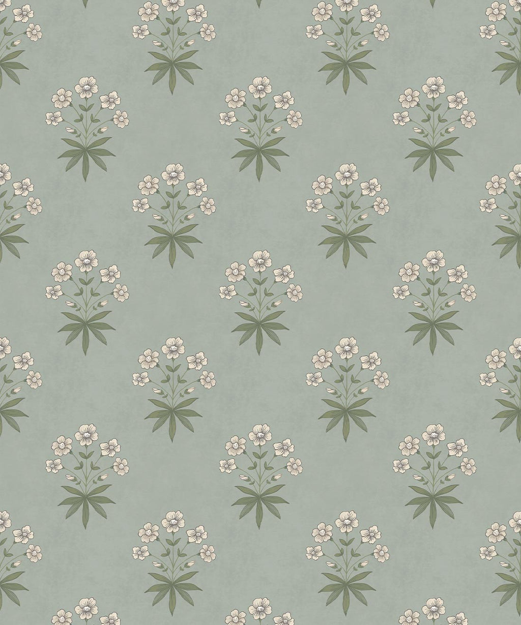 Geranium Wallpaper, Duck Egg