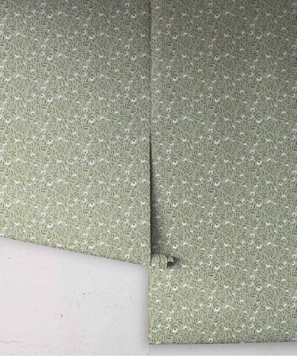 Wild Violet Wallpaper, Duck Egg