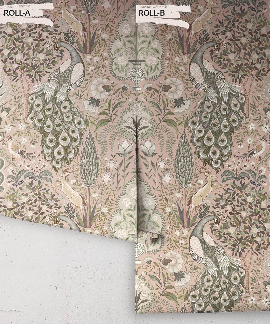 Peacock Garden Wallpaper, Antique Rose