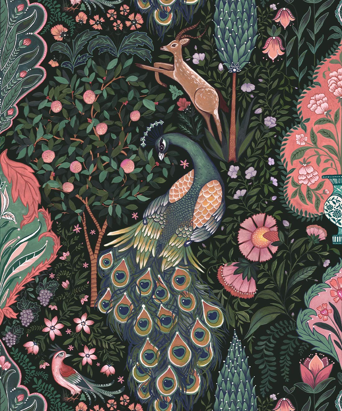 Peacock Garden Wallpaper, Jewel