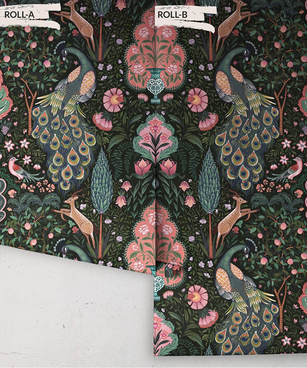 Peacock Garden Wallpaper, Jewel