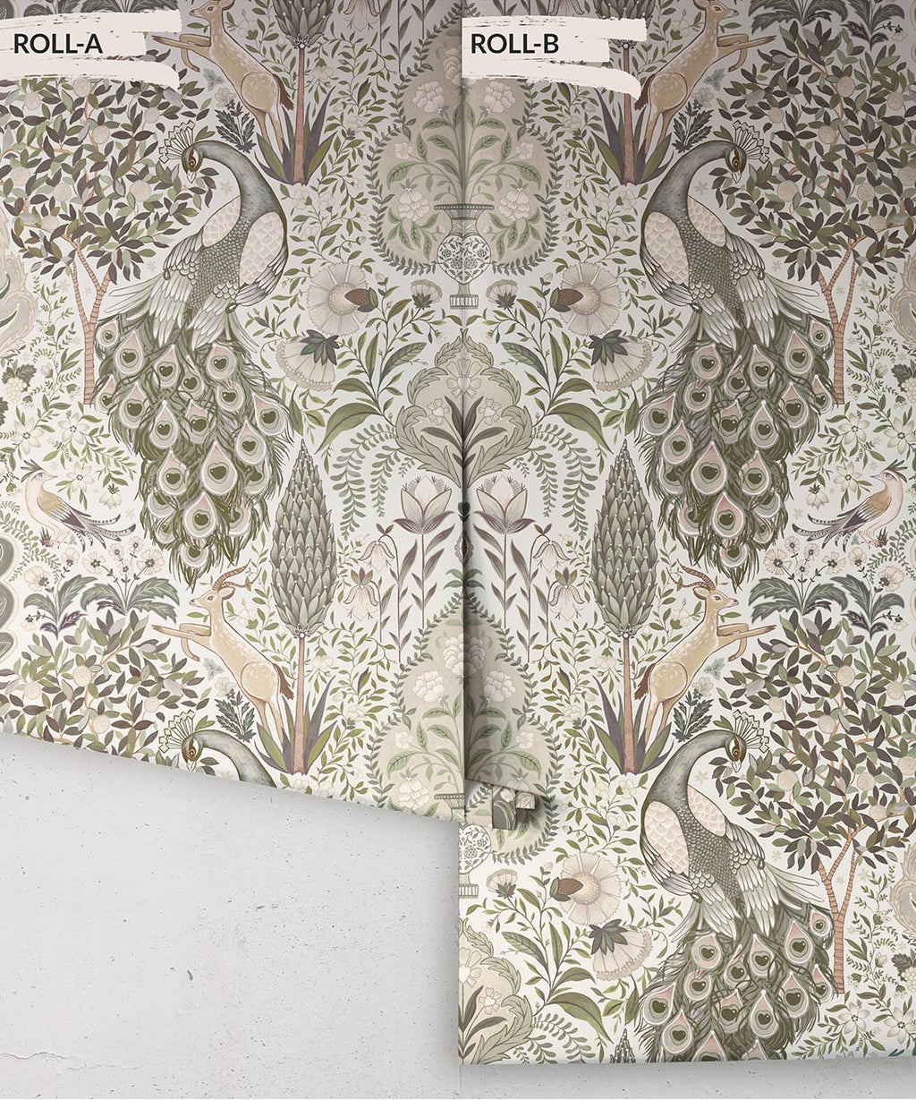 Peacock Garden Wallpaper, Linen