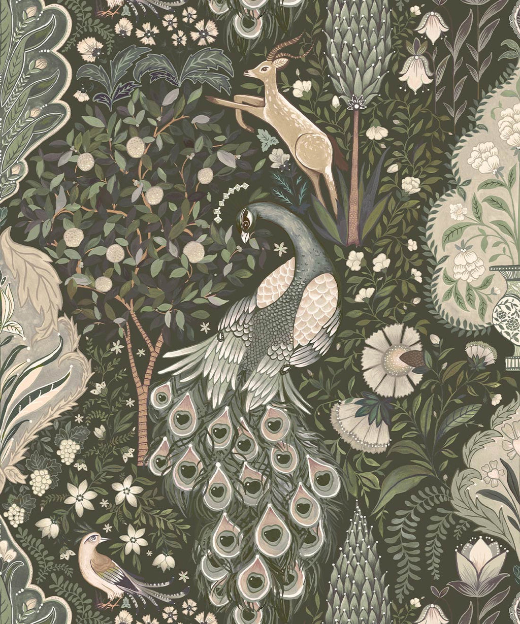 Peacock Garden Wallpaper – Trade Exclusive, Olive