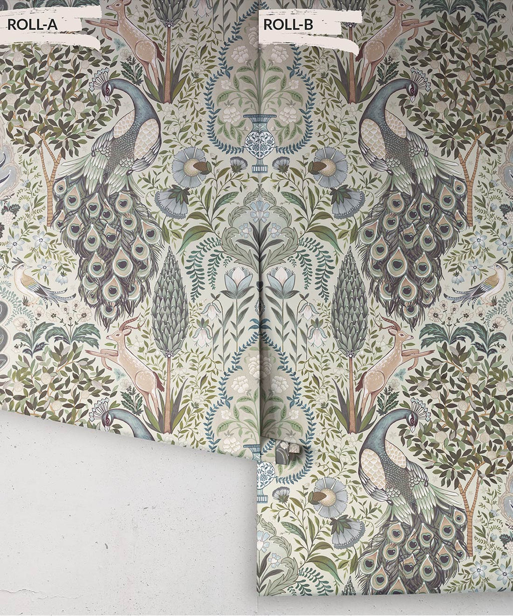 Peacock Garden Wallpaper, Periwinkle