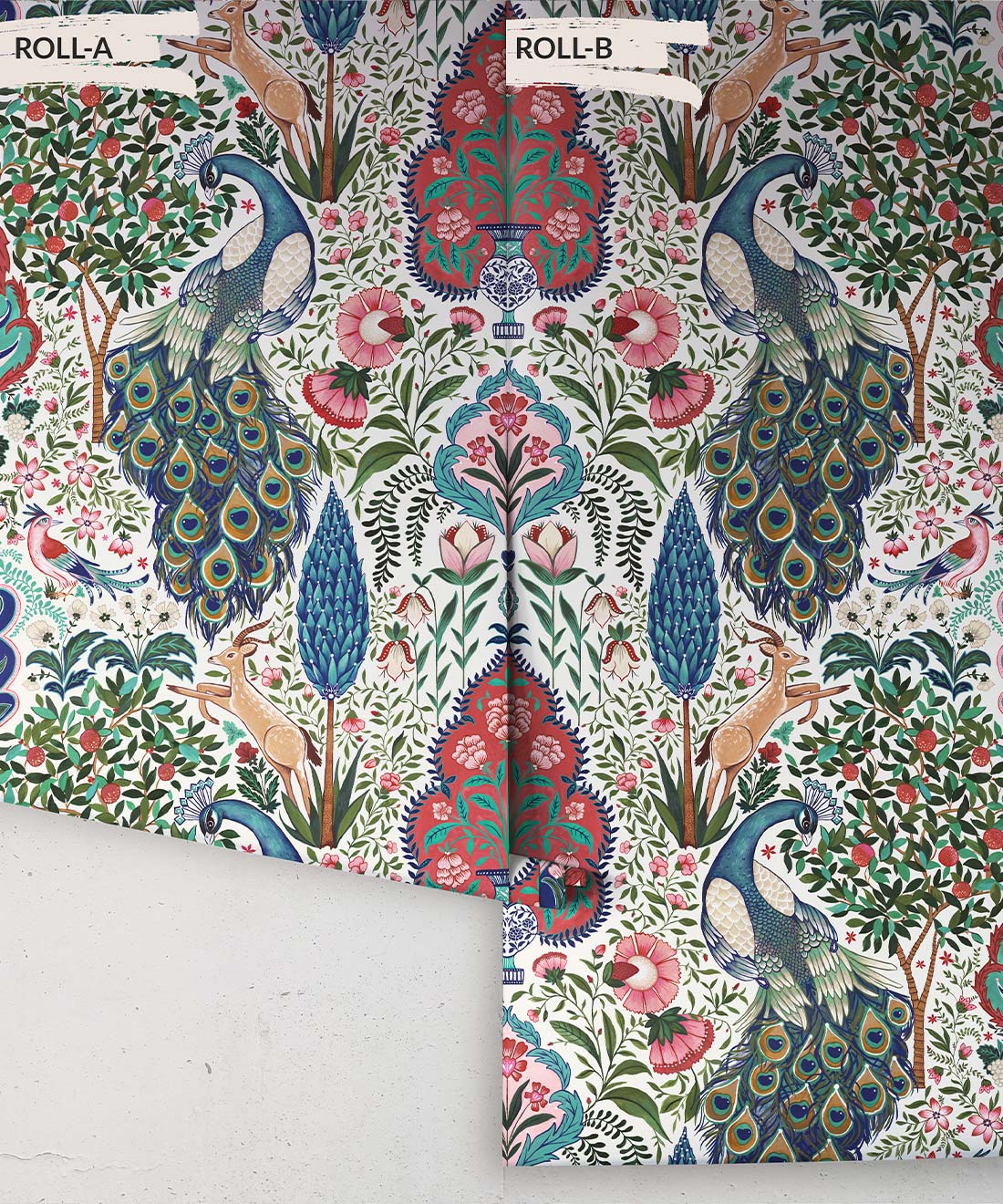 Peacock Garden Wallpaper, Ruby