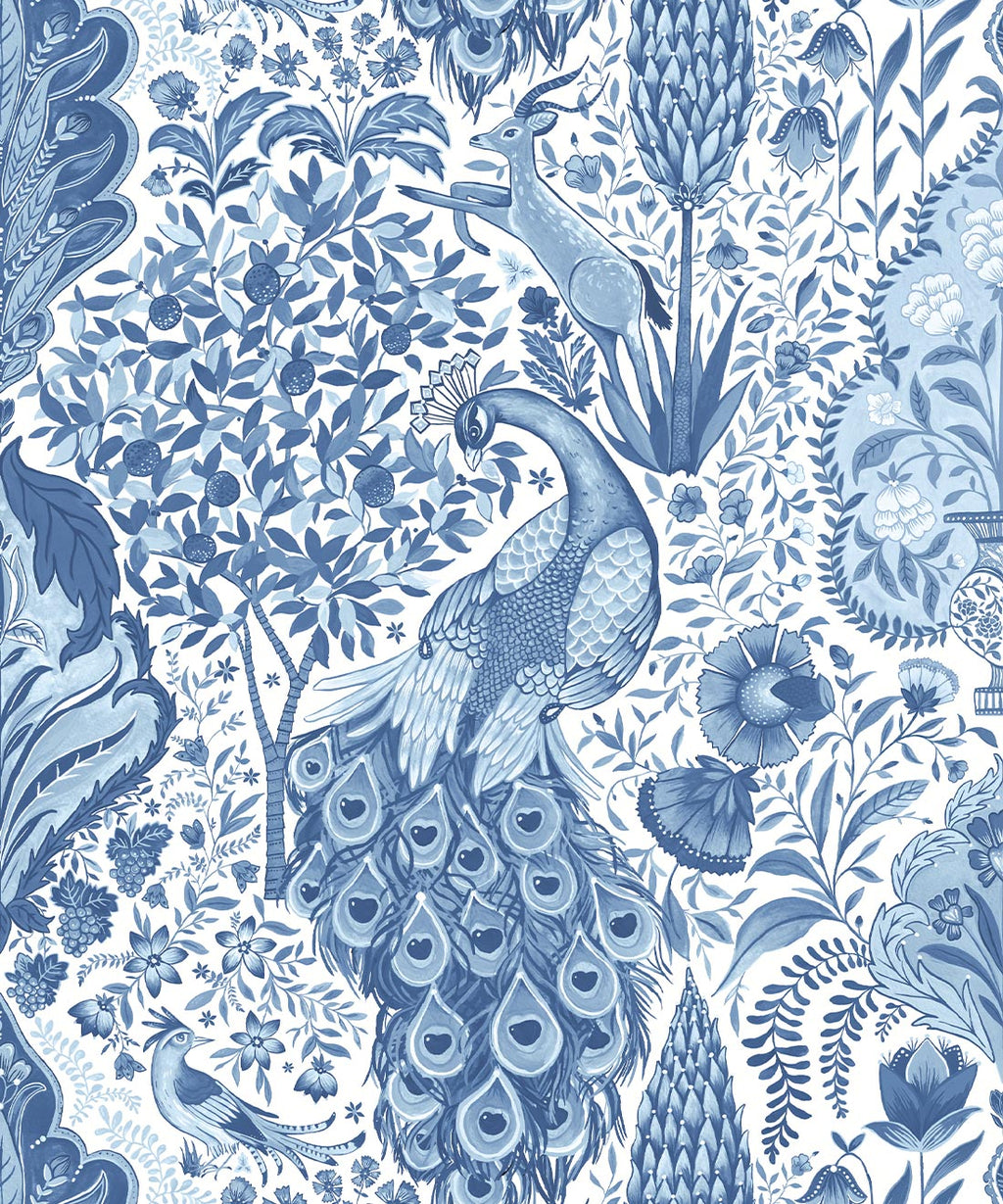 Peacock Garden Wallpaper, Sapphire