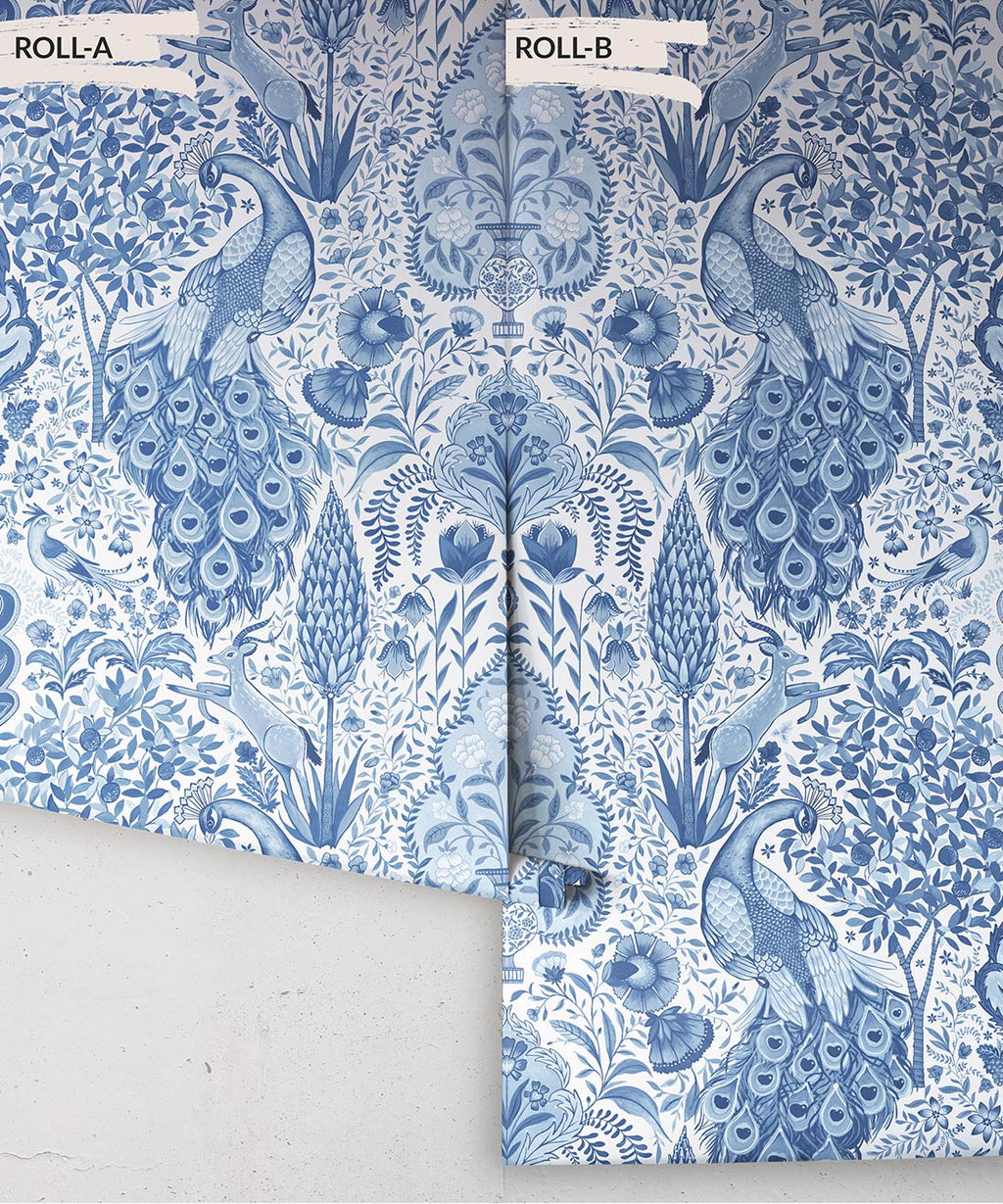 Peacock Garden Wallpaper, Sapphire