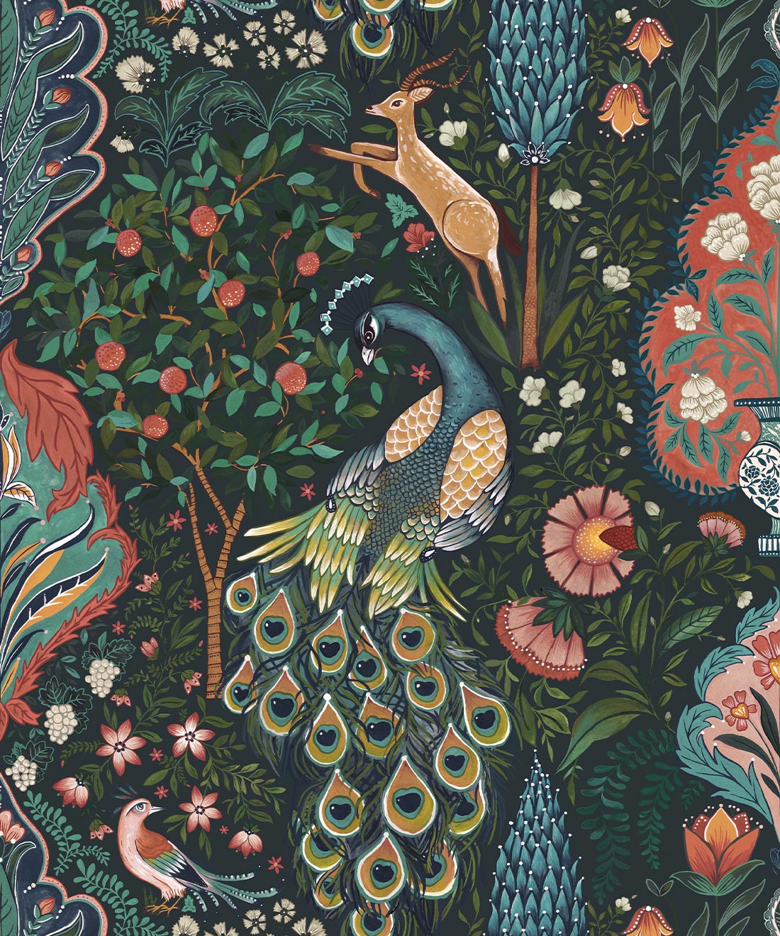 Peacock Garden Wallpaper, Topaz