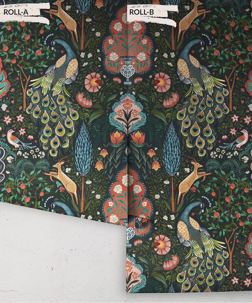 Peacock Garden Wallpaper, Topaz