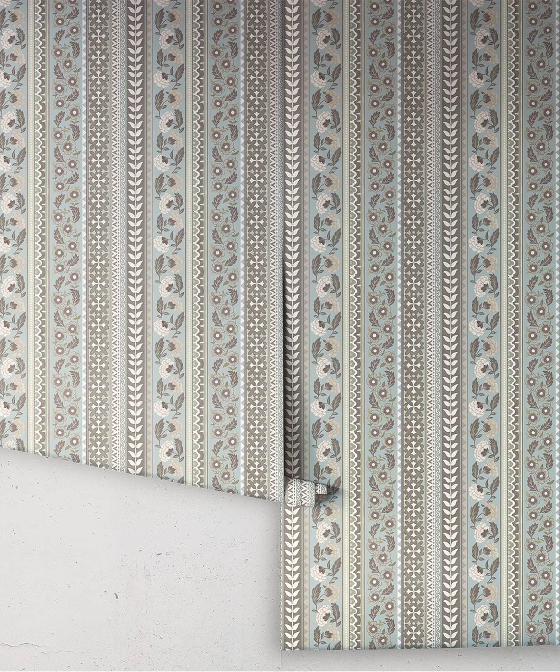 Ribbon Wallpaper, Duck Egg