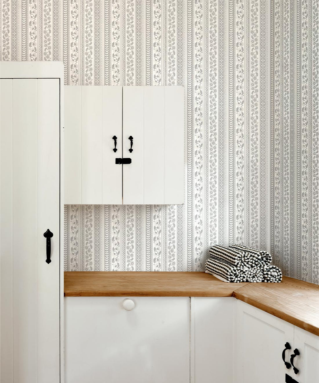 Ribbon Wallpaper, Ivory