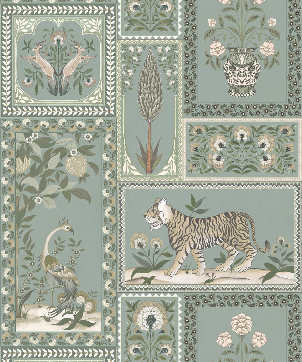 Courtyard Wallpaper, Duck Egg