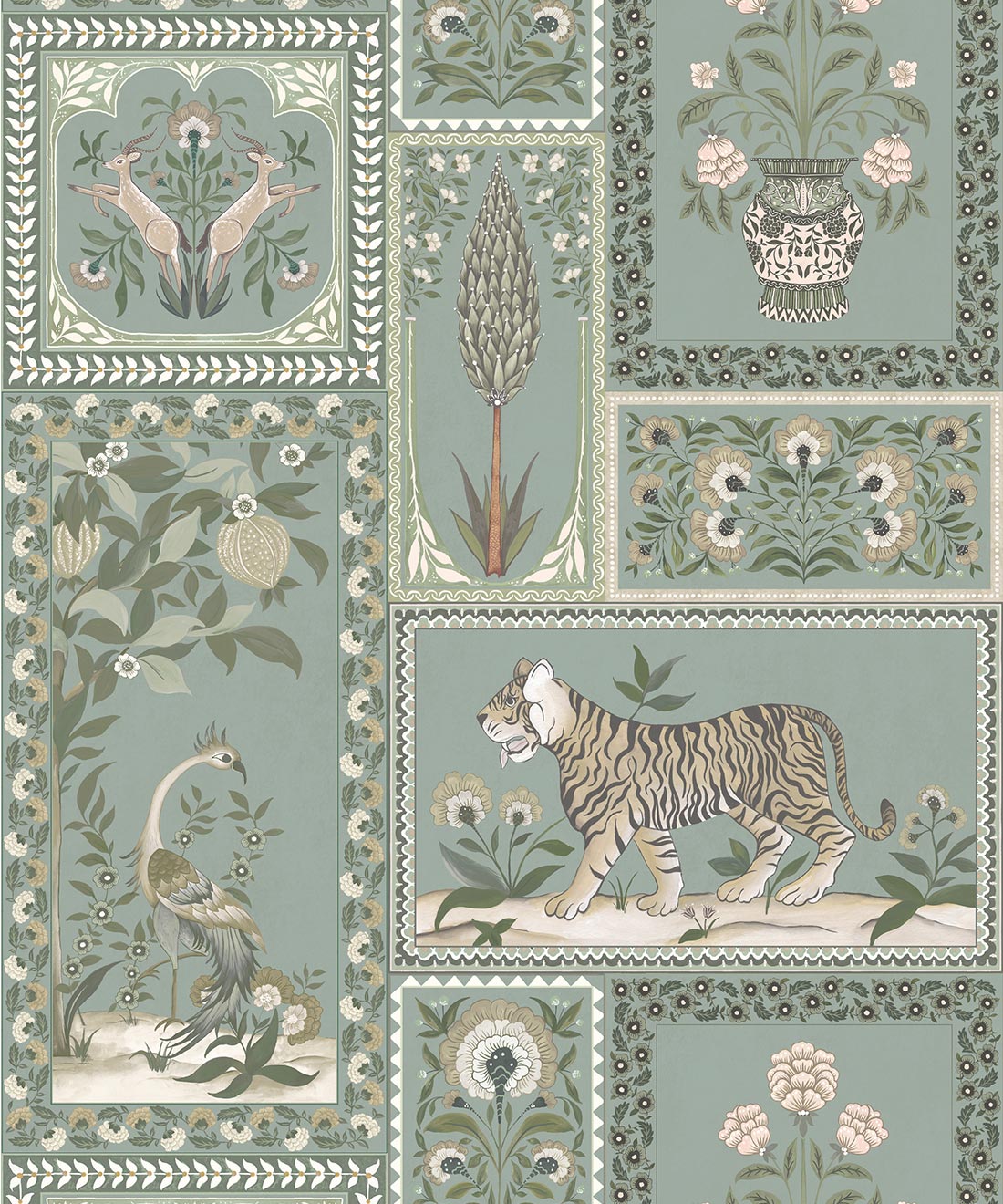 Courtyard Wallpaper, Duck Egg