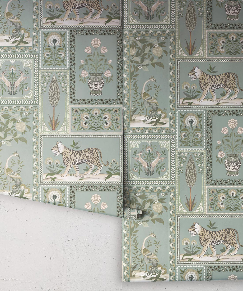 Courtyard Wallpaper, Duck Egg