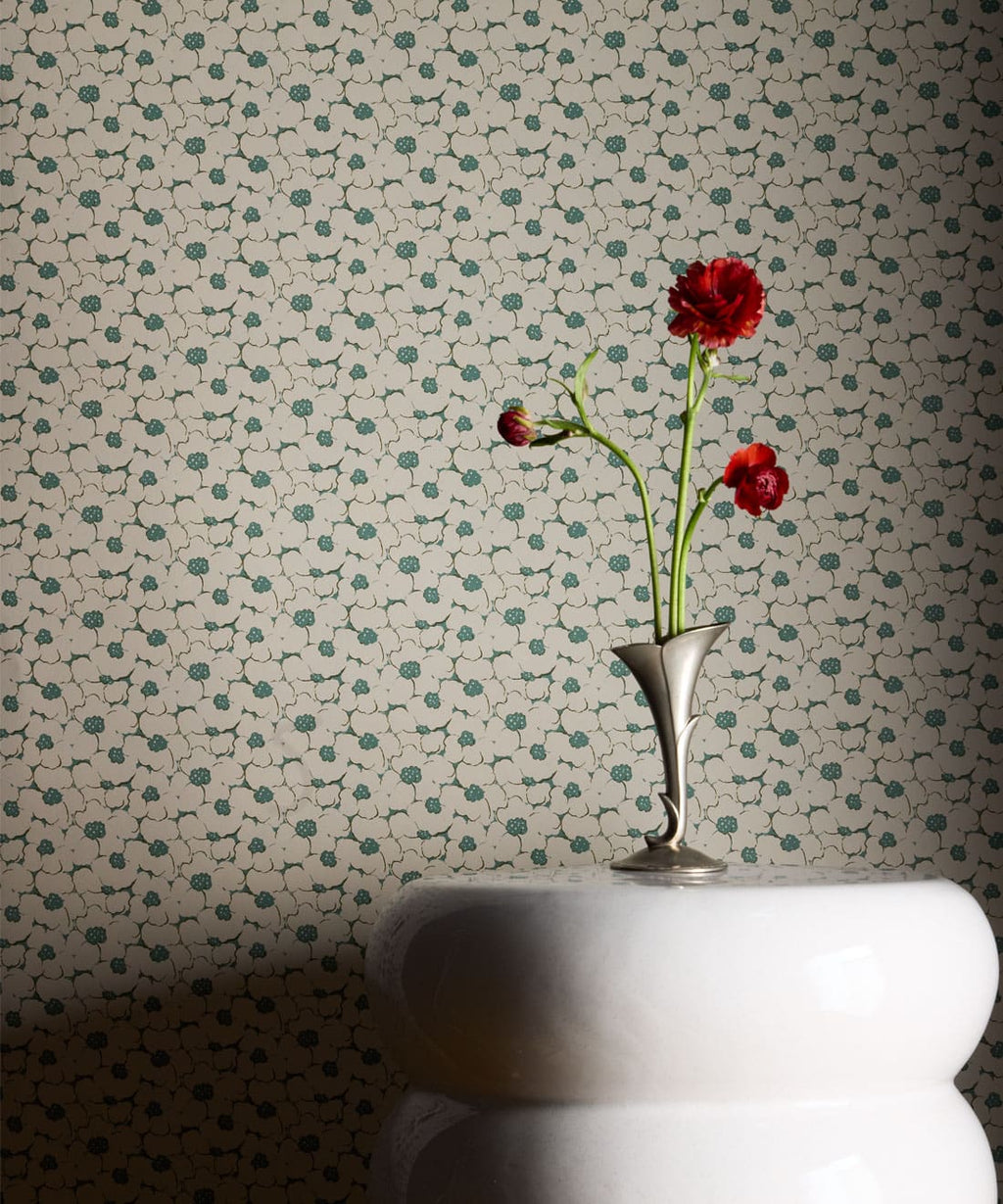 Florrie Wallpaper, Teal