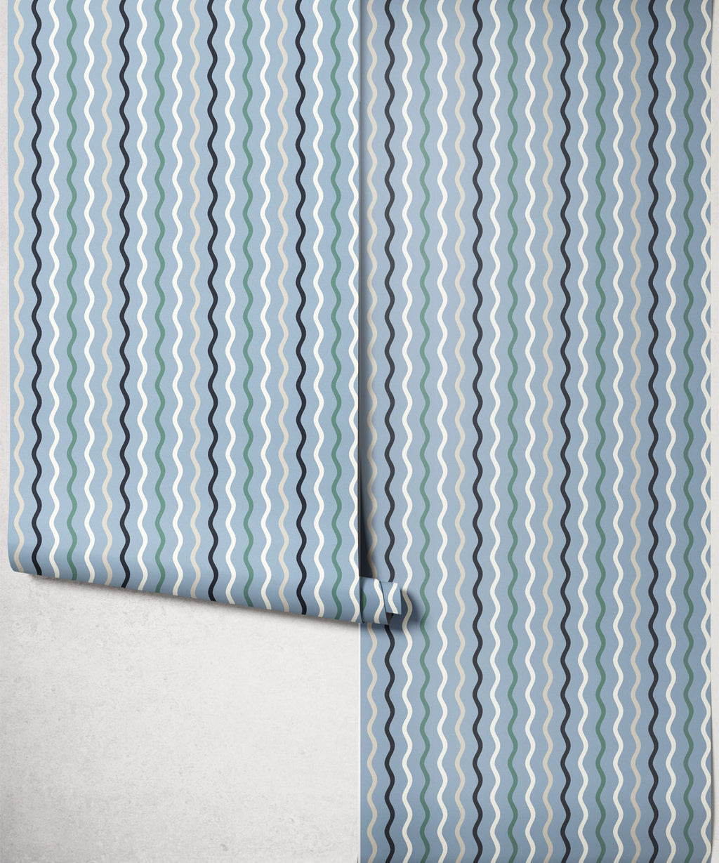 Topsy-Turvey Wallpaper, Periwinkle