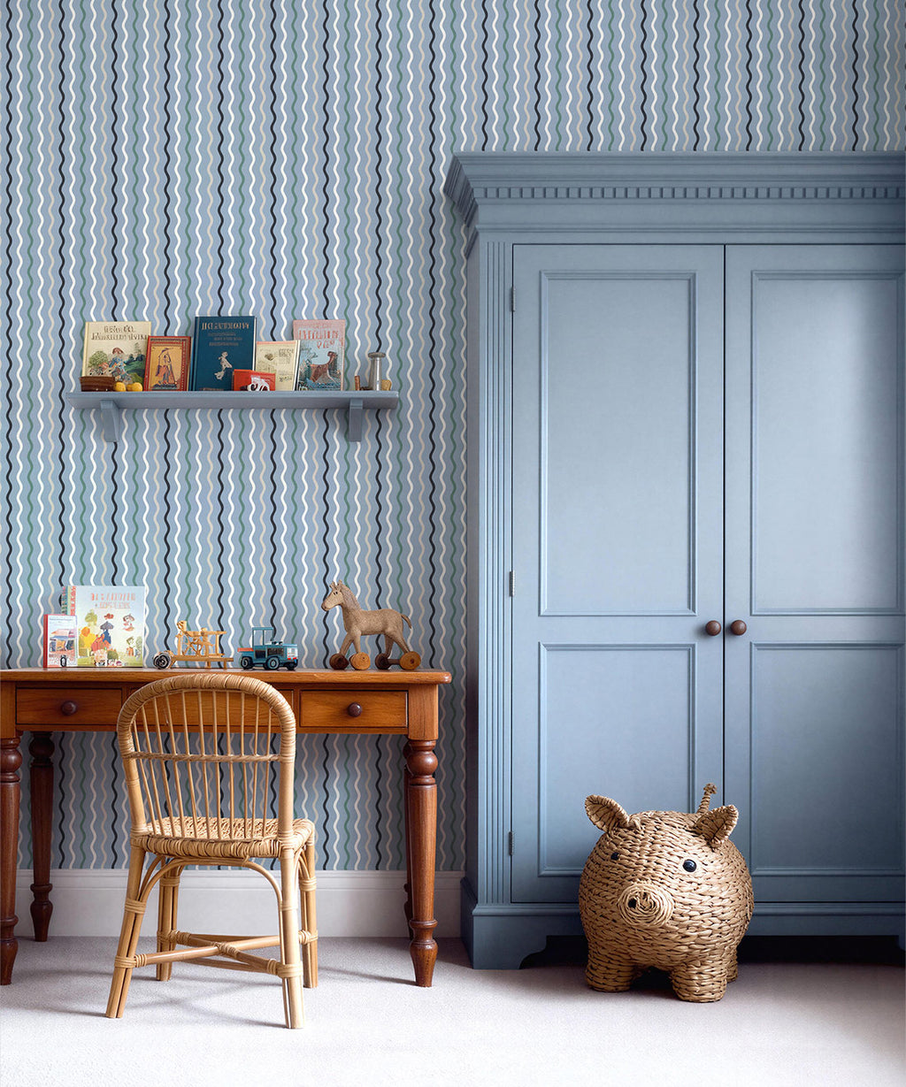 Topsy-Turvey Wallpaper, Periwinkle