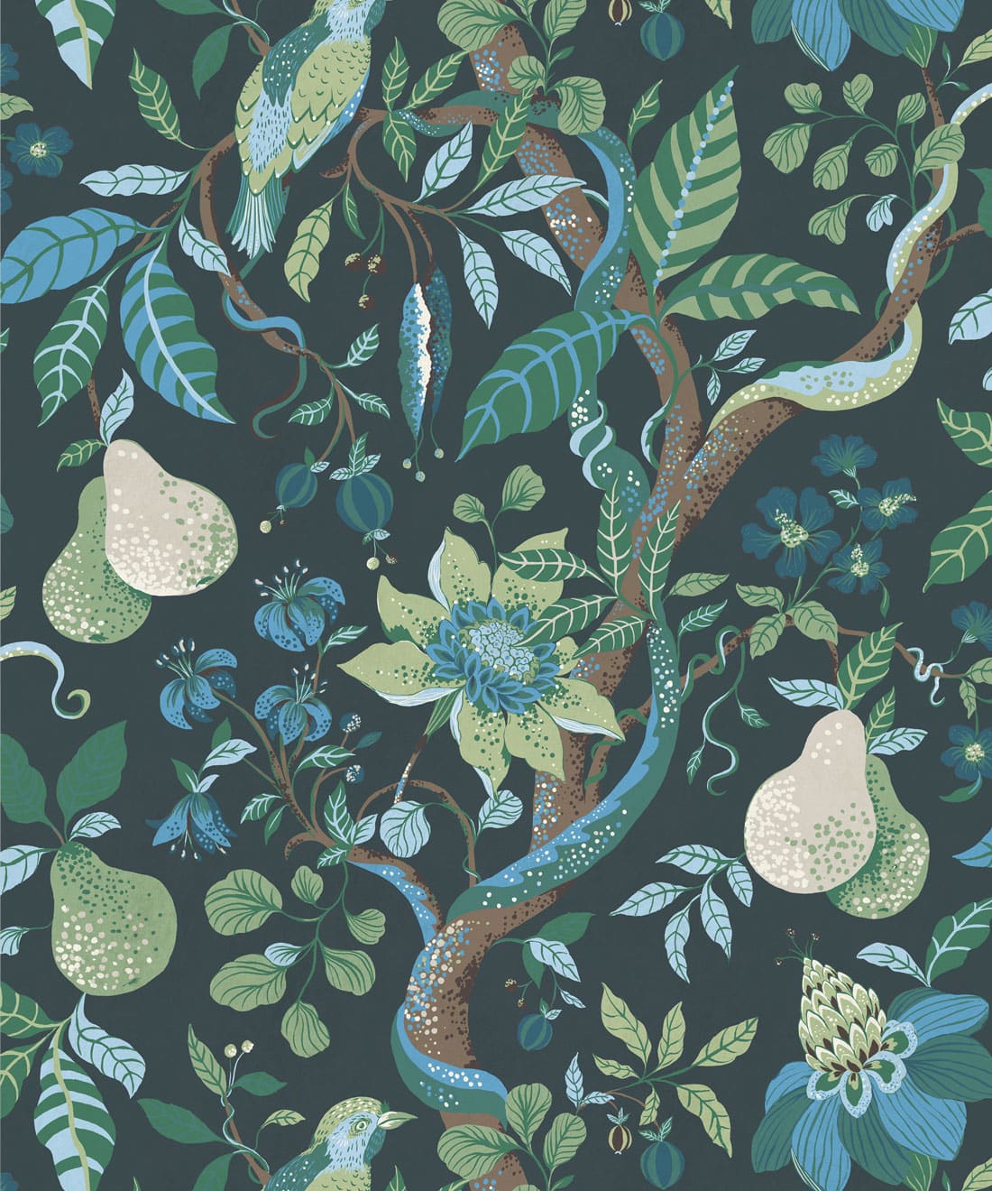 Pear Tree Wallpaper, Indigo