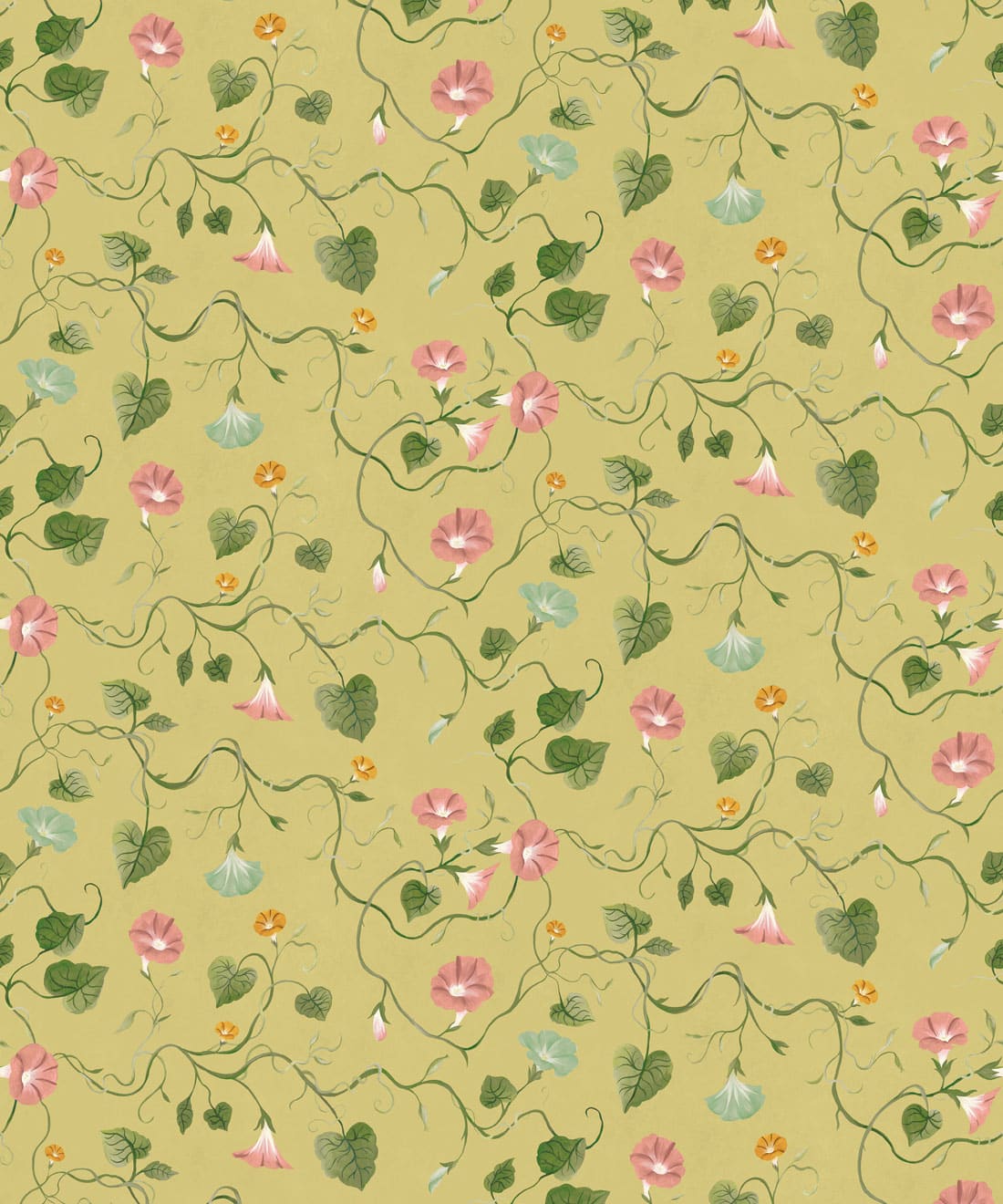 Moonflower Wallpaper, Chartreuse
