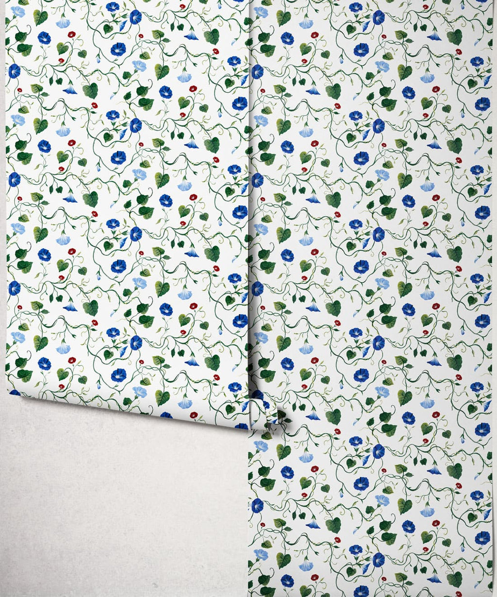 Moonflower Wallpaper, Cobalt
