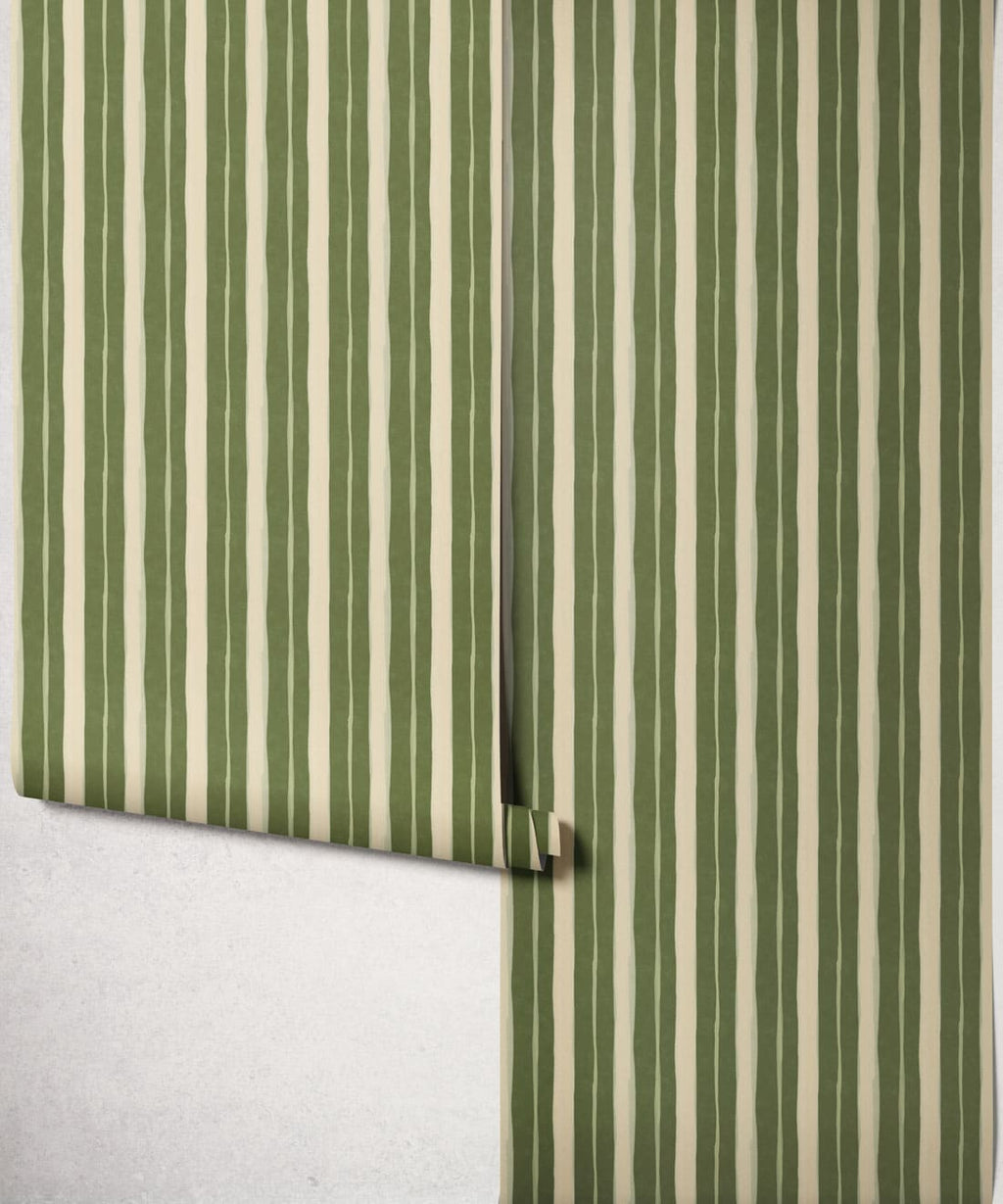 Palette Stripe Wallpaper, Olive