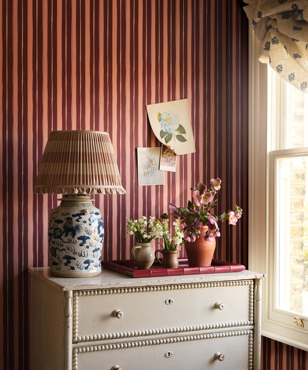 Palette Stripe Wallpaper, Plum