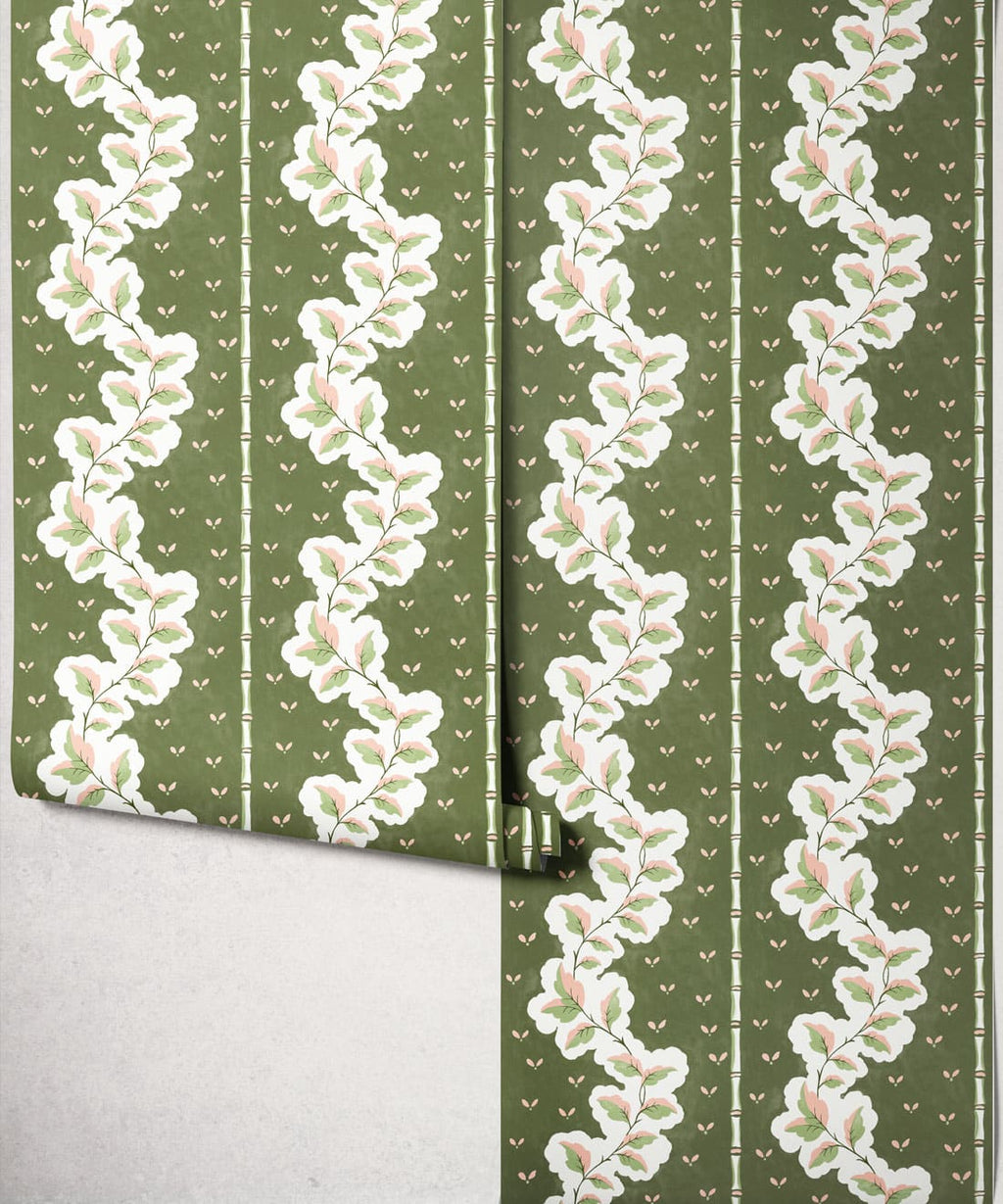 Silk Road Wallpaper, Olive