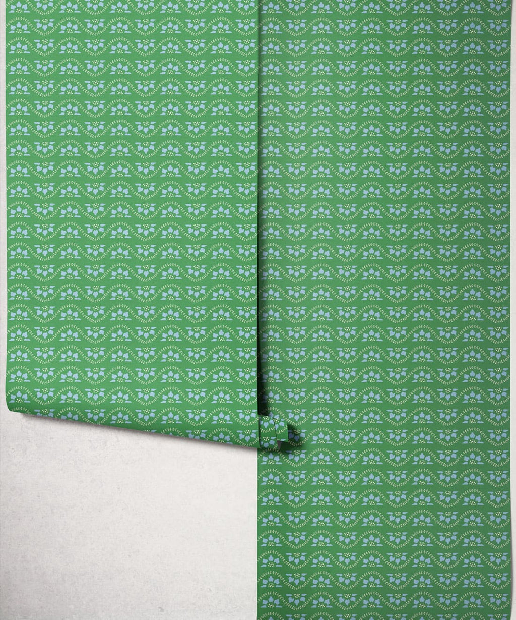 Rosette Wallpaper, Emerald