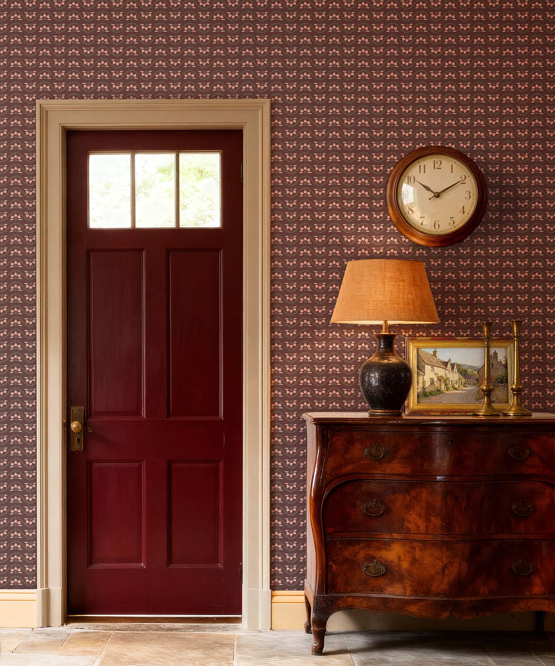 Rosette Wallpaper, Plum
